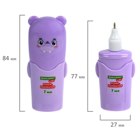 Ручка-корректор BRAUBERG KIDS "ЗВЕРЯТА", 7 мл, металлический наконечник, корпус ассорти, 272493
