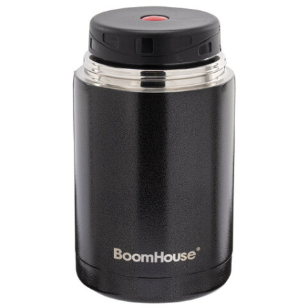 Термос 1 л для еды/напитков с широким горлом, BOOMHOUSE (БУМХАУС) LUNCH, нержавеющая сталь SUS304, черный, 700327