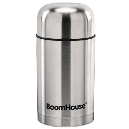Термос 0,8 л для еды/напитков с широким горлом, BOOMHOUSE (БУМХАУС) WIDE, нержавеющая сталь SUS304, серебристый, 700319