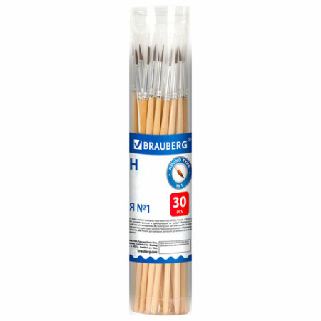 Кисть BRAUBERG, пони, круглая, №1, 200840