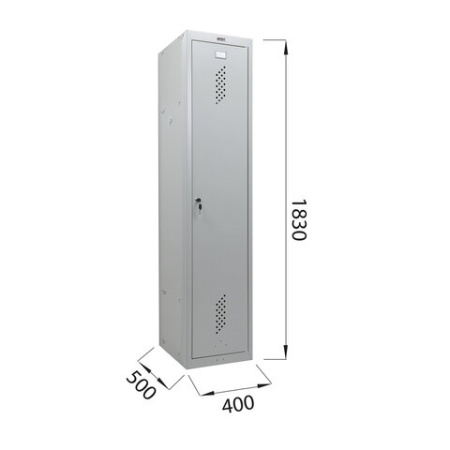 Шкаф металлический для одежды BRABIX "LK 11-40", УСИЛЕННЫЙ, 1 секция, 1830х400х500 мм, 20 кг, 291130, S230BR403102