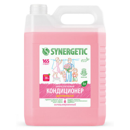 Кондиционер-ополаскиватель для белья 5 л, SYNERGETIC "Аромамагия", гипоаллергенный, концентрат, 110500