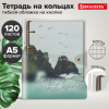 Тетрадь на кольцах А5, 175х215 мм, 120 л., гибкий пластик, клапан, BRAUBERG STYLISH, "Море и скалы", 405226