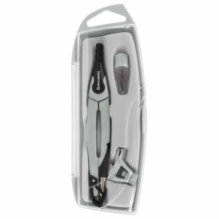 Готовальня BRAUBERG ULTRA, 4 предмета: циркуль 135 мм, запасные грифели, насадка, графитовый цвет, 210821