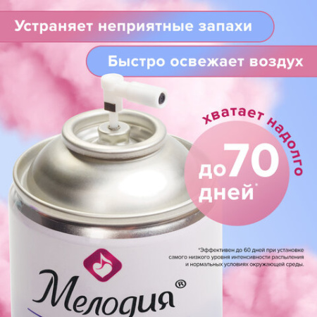 Сменный баллон 250 мл МЕЛОДИЯ "Цветочный", для автоматических освежителей, универсальный, 605230