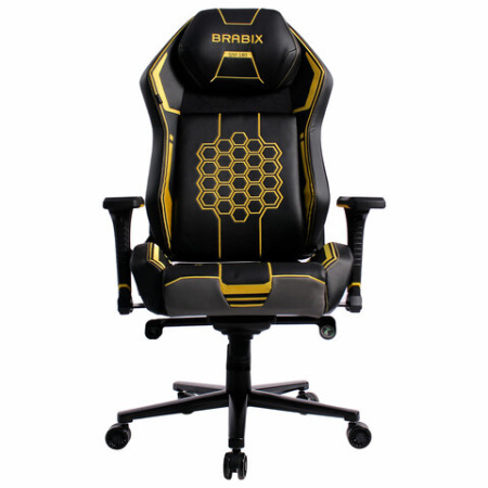 Кресло BRABIX PREMIUM "Tanos GM-180", мультиблок, 4D подлокотники, литой поролон, черное/желтое, 532953