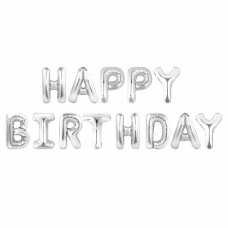 Шары воздушные НАБОР ДЛЯ ДЕКОРА "Happy Birthday", 52 шара, серебро/золото/черный, BRAUBERG, 591898