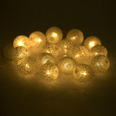 Электрогирлянда-нить комнатная 1,8 м, 16 LED, с насадками, вид: "Шарики", бронза, тёплый белый, на батарейках, ЗОЛОТАЯ СКАЗКА, 592558