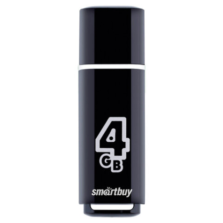 Флеш-диск 4 GB, SMARTBUY Glossy, USB 2.0, черный, SB4GBGS-K