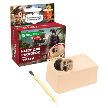 Набор для раскопок 5х8 см, инструменты, 6 видов ассорти, BRAUBERG KIDS, 665915