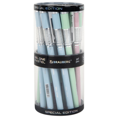 Ручка гелевая BRAUBERG "GEL ONE PASTEL", ЧЕРНАЯ, корпус ассорти, узел 0,5 мм, линия 0,35 мм, 144039