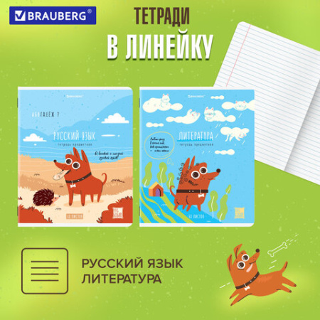 Тетради предметные, КОМПЛЕКТ 12 ПРЕДМЕТОВ, 48 л., TWIN-лак, BRAUBERG, "DOG БОБИК", 404840