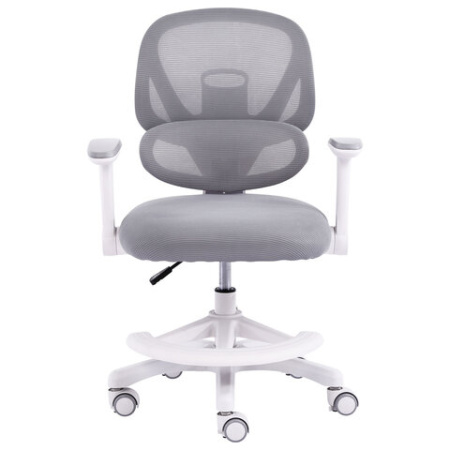 Кресло детское с подставкой для ног BRABIX KIDS "MG-220", сетка/ткань TW, серое, 533315