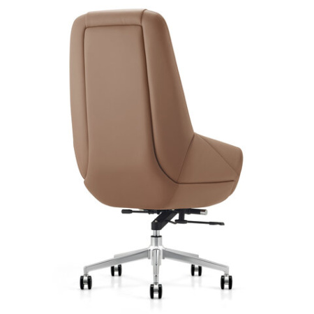 Кресло HAWASAN PREMIUM "EX-810", хромированная сталь, экокожа, коричневое, 533236