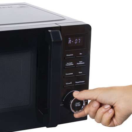 Микроволновая печь BRASSON (БРАССОН) MW2070D-8BL, 20 л, 700 Вт, таймер, 8 АВТО ПРОГРАММ, дисплей, защита от детей, черная, 454979