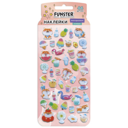 Наклейки гелевые "Вкусный микс", 17,5х9 см, ассорти 6 видов, FUNSTER (ФАНСТЕР), 666082