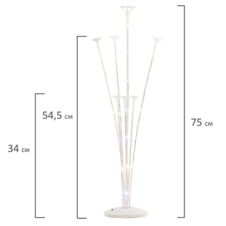 Подставка с LED для 7 воздушных шаров, высота 75 см, пластик, BRAUBERG KIDS, 591908