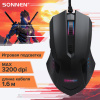 Мышь проводная SONNEN I3, пластик, 6 кнопок, 800-3200 dpi, LED-подсветка, черная, 513523
