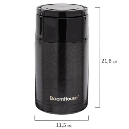 Термос 1 л для еды/напитков с широким горлом, BOOMHOUSE (БУМХАУС) LUNCH, нержавеющая сталь SUS304, черный, 700327