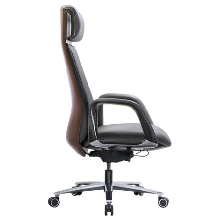 Кресло HAWASAN PREMIUM "EX-820", синхромеханизм, слайдер, экокожа, графит/коричневое, 533238