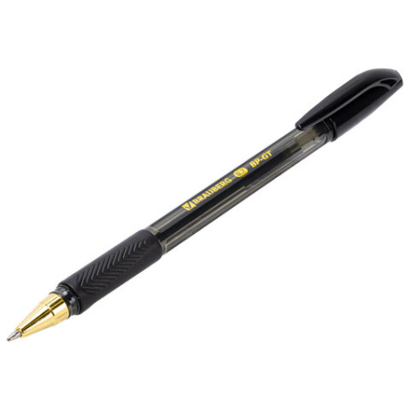 Ручка шариковая BRAUBERG BP-GT GLD BLACK, ЧЕРНАЯ, корпус тонированный, пишущий узел 0,7 мм, линия письма 0,35 мм, 144507