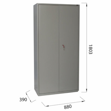 Шкаф металлический для документов BRABIX "KBS-10", 1803х880х390 мм, 77 кг, 2 отделения, сварной, 291159