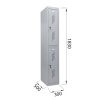 Шкаф металлический для одежды BRABIX "LK 12-30", УСИЛЕННЫЙ, 2 секции, 1830х300х500 мм, 18 кг, 291133, S230BR421102