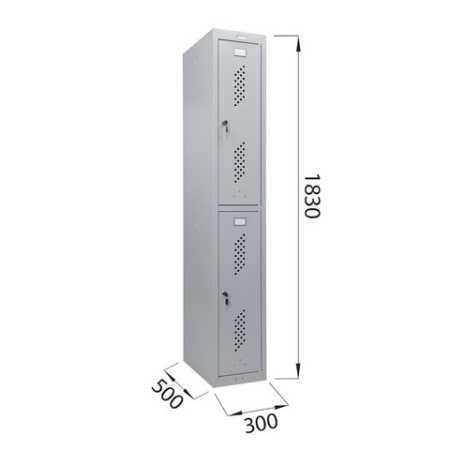 Шкаф металлический для одежды BRABIX "LK 12-30", УСИЛЕННЫЙ, 2 секции, 1830х300х500 мм, 18 кг, 291133, S230BR421102
