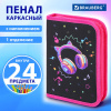 Пенал BRAUBERG с наполнением, 1 отделение, 1 откидная планка, 24 предмета, 21х14 см, "Наушники", 273531