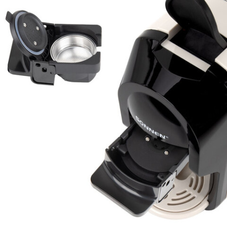 Кофемашина капсульная 3 в 1 для молотого кофе и капсул DOLCE GUSTO и NESPRESSO, SONNEN CM510B, 1450 Вт, 0,6 л, бежевая, 457338