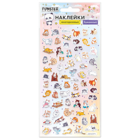 Наклейки бумажные 17,5х9,5 см, ассорти 12 видов, FUNSTER (ФАНСТЕР), 666676