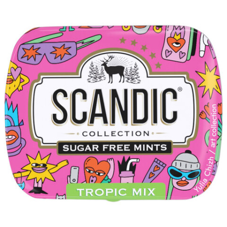 Драже освежающие SCANDIC без сахара со вкусом "Тропический микс", 14 г