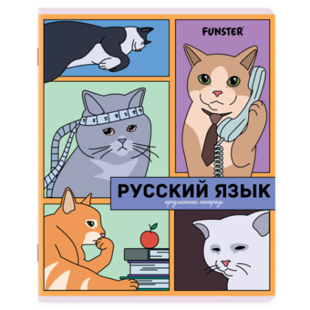 Тетради предметные, КОМПЛЕКТ 12 ПРЕДМЕТОВ, 48 л., TWIN-лак, FUNSTER (ФАНСТЕР), МЕМНЫЕ КОТЫ, 405604