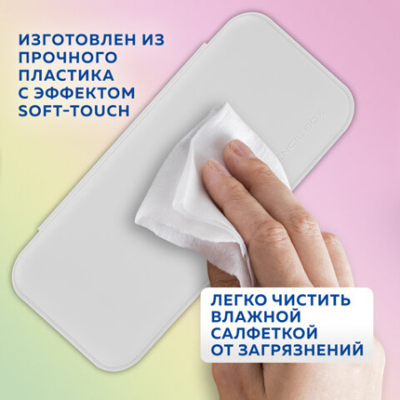 Пенал пластиковый BRAUBERG, серый, С НАКЛЕЙКАМИ, 21х9х3 см, 272273