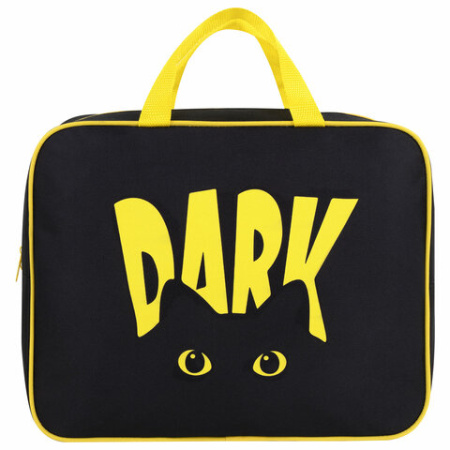 Папка на молнии с ручками BRAUBERG А4, 1 отделение, полиэстер, 80 мм, "Dark cat", 272178