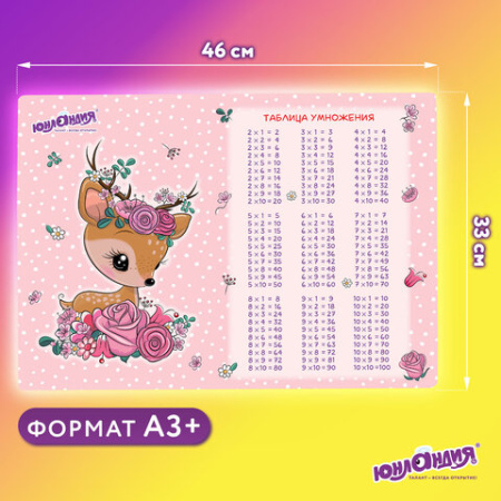 Настольное покрытие ЮНЛАНДИЯ, А3+, пластик, 46x33 см, "Fawn", 270395