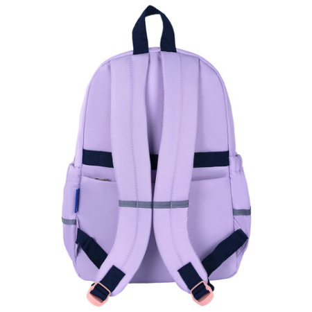 Рюкзак BRAUBERG PASTEL с термонашивками в комплекте, "Ленивый котик", сиреневый, 40х29х14 см, 271422