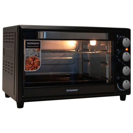 Мини-печь электрическая SONNEN EO-HL33, 1800 Вт, 33 л, 3 режима нагрева, таймер, механическое управление, черная, 458305
