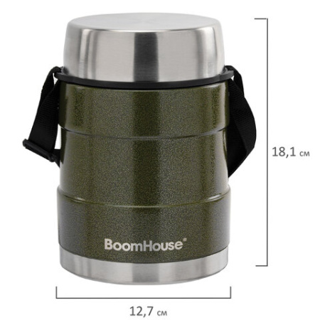 Термос 1,2 л для еды/напитков с широким горлом, BOOMHOUSE (БУМХАУС) RIBBED, контейнер, нержавеющая сталь SUS304, 700323