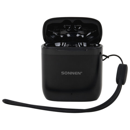 Наушники беспроводные TWS вкладыши с микрофоном, SONNEN EP-BH10B, Bluetooth 5.3, черные, 514122
