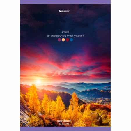 Тетрадь А4, 96 л., BRAUBERG, скоба, клетка, обложка картон, "Journey", 404064