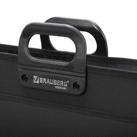 Папка-портфель пластиковая БОЛЬШОГО ФОРМАТА BRAUBERG "ПОРТФОЛИО" А3 (470х380х130 мм), 3 отделения, черная, 223081