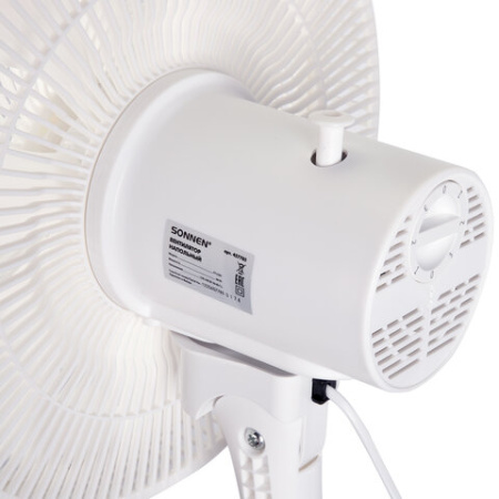 Вентилятор напольный SONNEN FT-L501, 60 Вт, 45 см, 3 скорости, вращение на 70°, механическое управление, белый, 457785