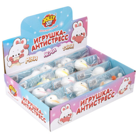 Игрушка-антистресс "ЗАИНЬКА", 8 см, ассорти 4 цвета, дисплей, JOLLY JOT (ДЖОЛЛИ ДЖОТ), 665800