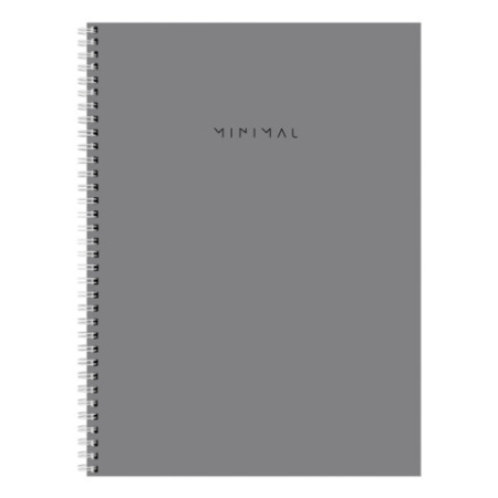 Тетрадь А4, 120 л., BRAUBERG, гребень, клетка, матовая ламинация, "Minimal Classic", 405640