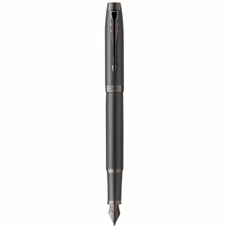 Ручка перьевая PARKER "IM Professionals Monochrome Titanium", темно-серый лак, сталь, синяя, 2172959