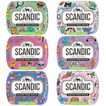 Драже освежающие SCANDIC без сахара со вкусом "Тропический микс", 14 г
