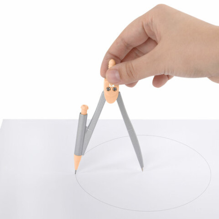 Готовальня BRAUBERG SCHOOL KIT, 9 предметов, циркуль 125 мм, чертежные принадлежности, персиковый цвет, 210715