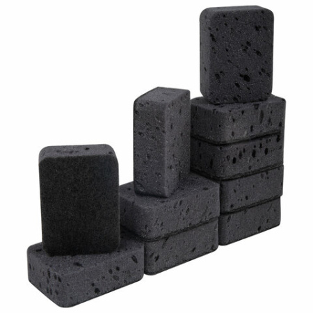 Губки для посуды 9,5х7х3,5 см, КОМПЛЕКТ 10 шт., BIG BLACK, КРУПНОПОРИСТЫЙ поролон с абразивным слоем, LAIMA, 608650