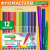 Фломастеры BRAUBERG KIDS КЛАССИЧЕСКИЕ 12 цветов, вентилируемый колпачок, ПВХ-упаковка, 152601